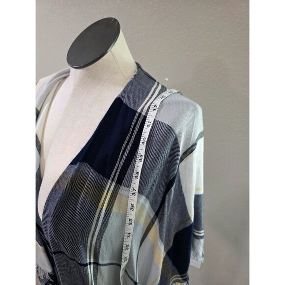 Plaid Open Front Kimono Wrap With Frayed Hem For Women Maurice - Picture 4 of 8